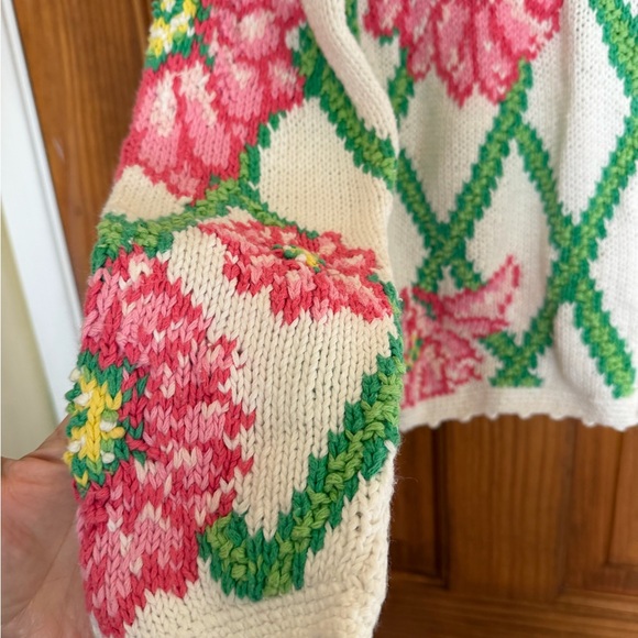 Vintage Lilly Pulitzer 3D Raised  Floral Knit Cardigan Sweater - Picture 2 of 9